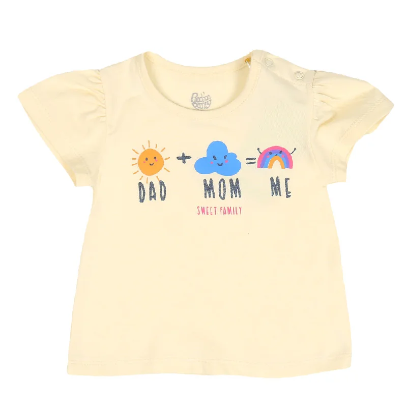 Infant Girls T-Shirt Dad Mom - Cream