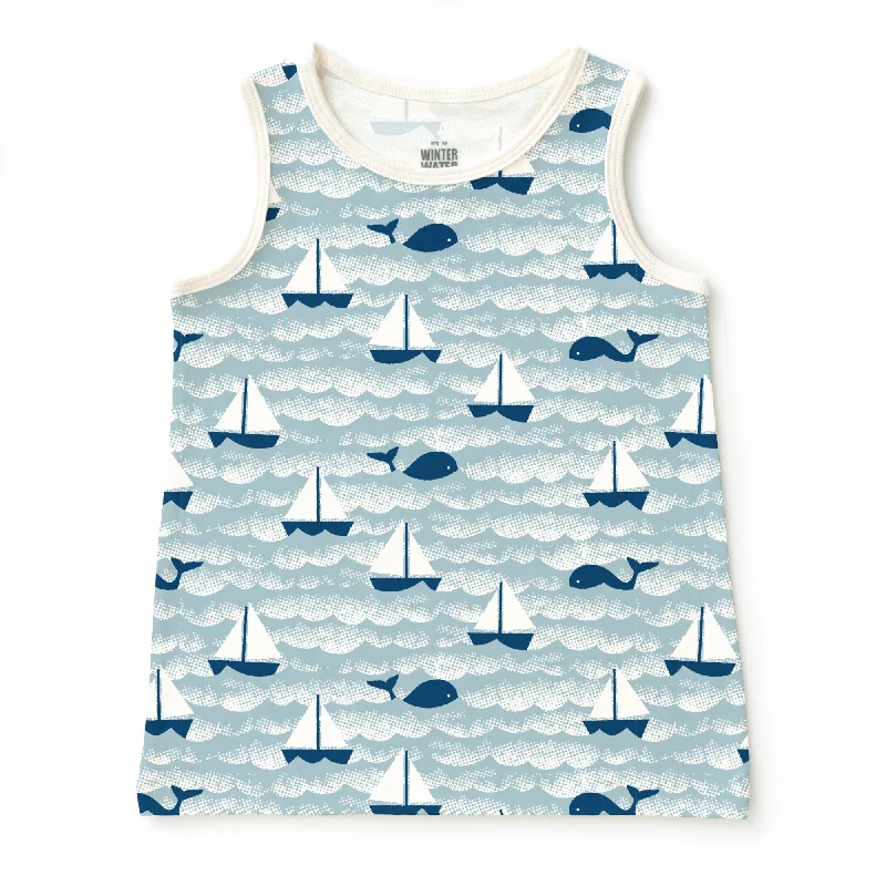 Baby Tank Top - Sailboats Ocean Blue & Navy