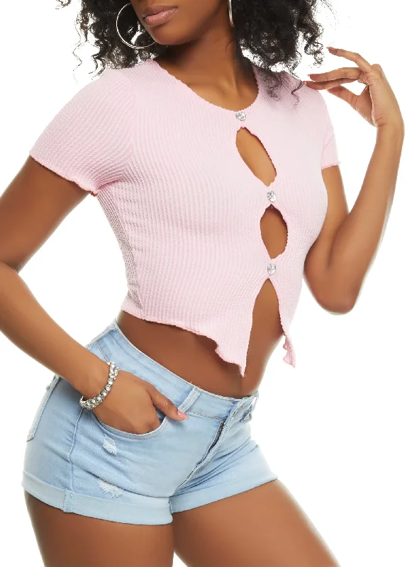 Cut Out Short Sleeve Crop Top