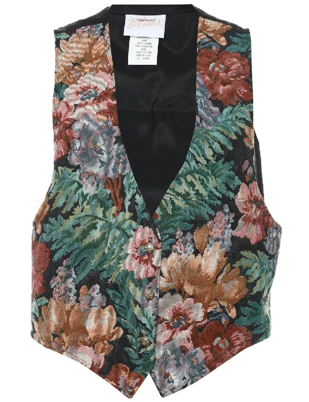 Floral Pattern Tapestry Waistcoat - L