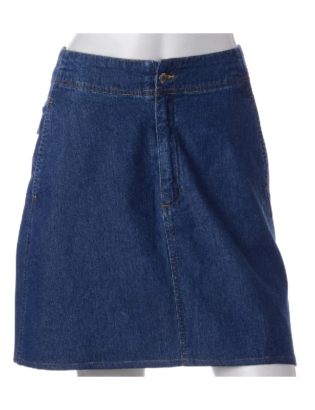 Label Short Denim Skirt